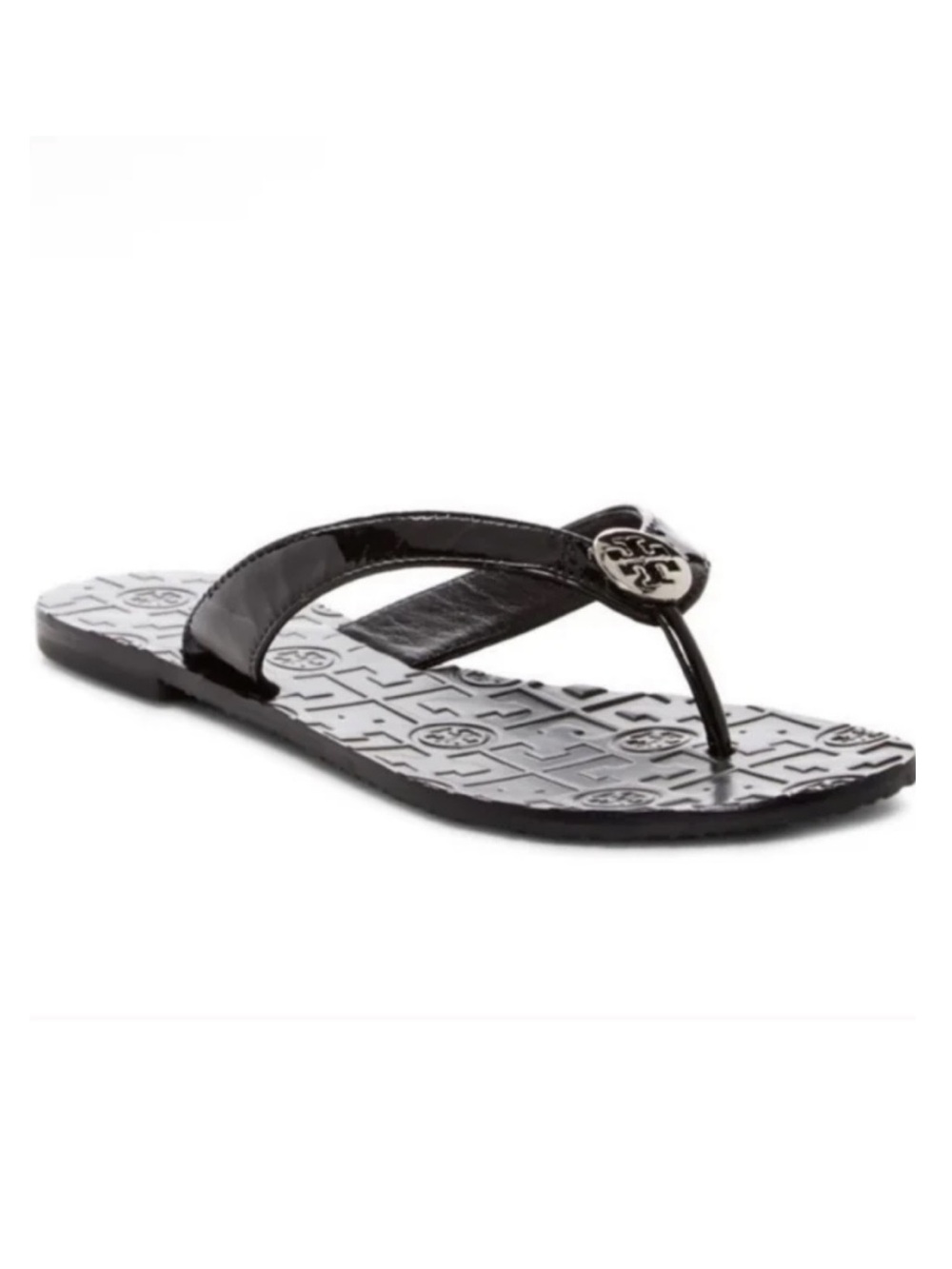 Tory Burch thora thong sandals black leather size 5